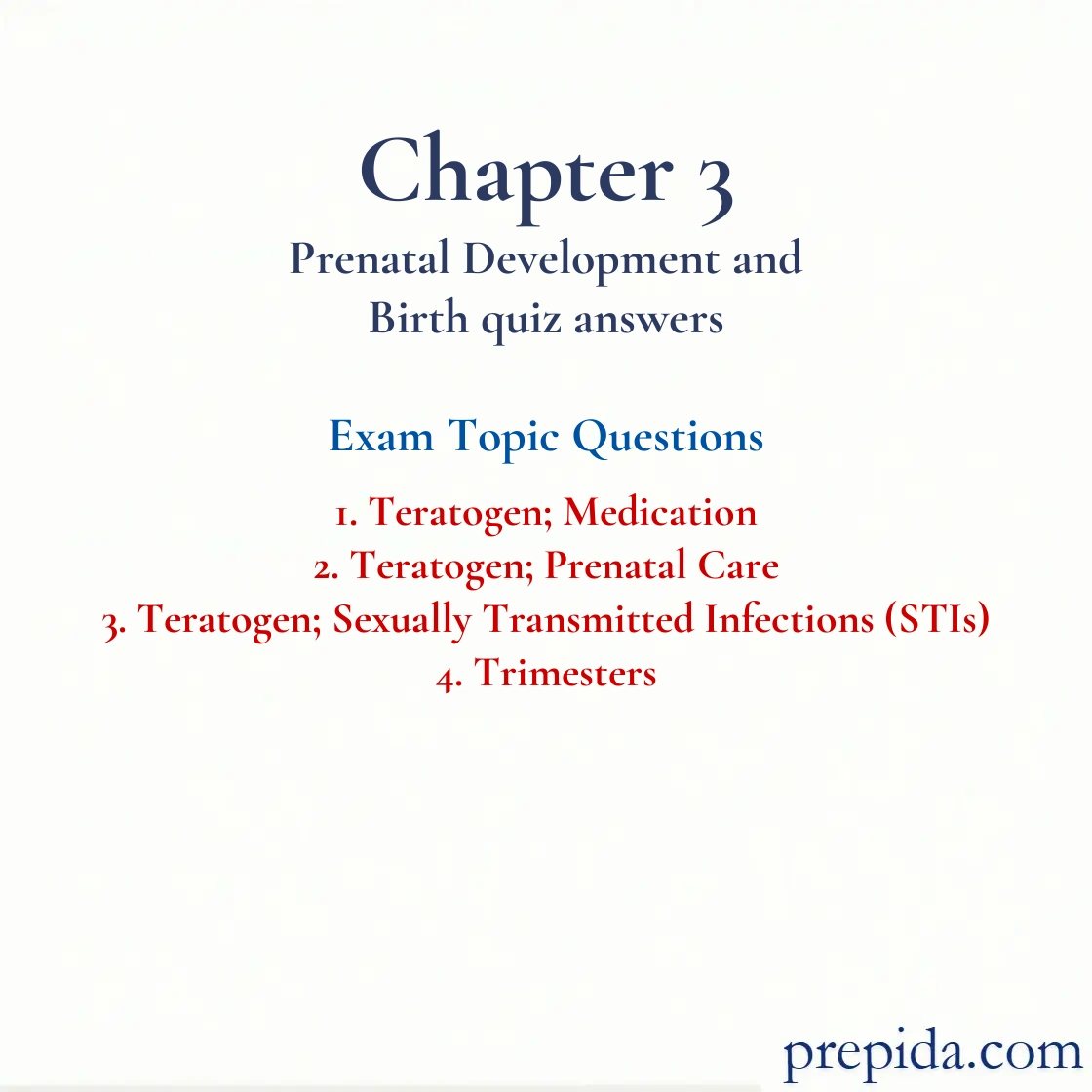 Exam Answer Key: Teratogen; Medication