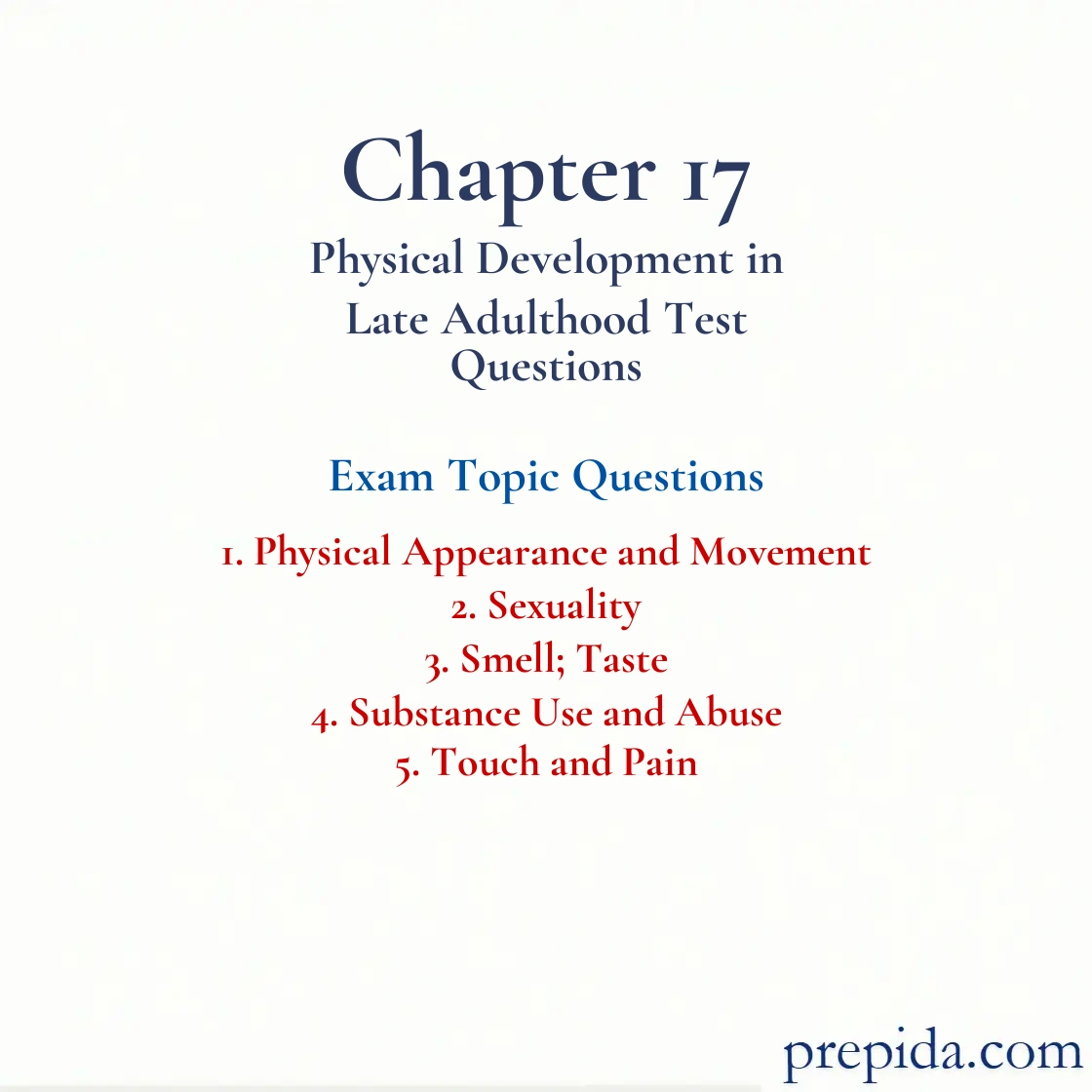 Discover Questions Physical Appearance, Movement, and Sexuality Final Exam mock test: Physical Appearance and Movement and Sexuality