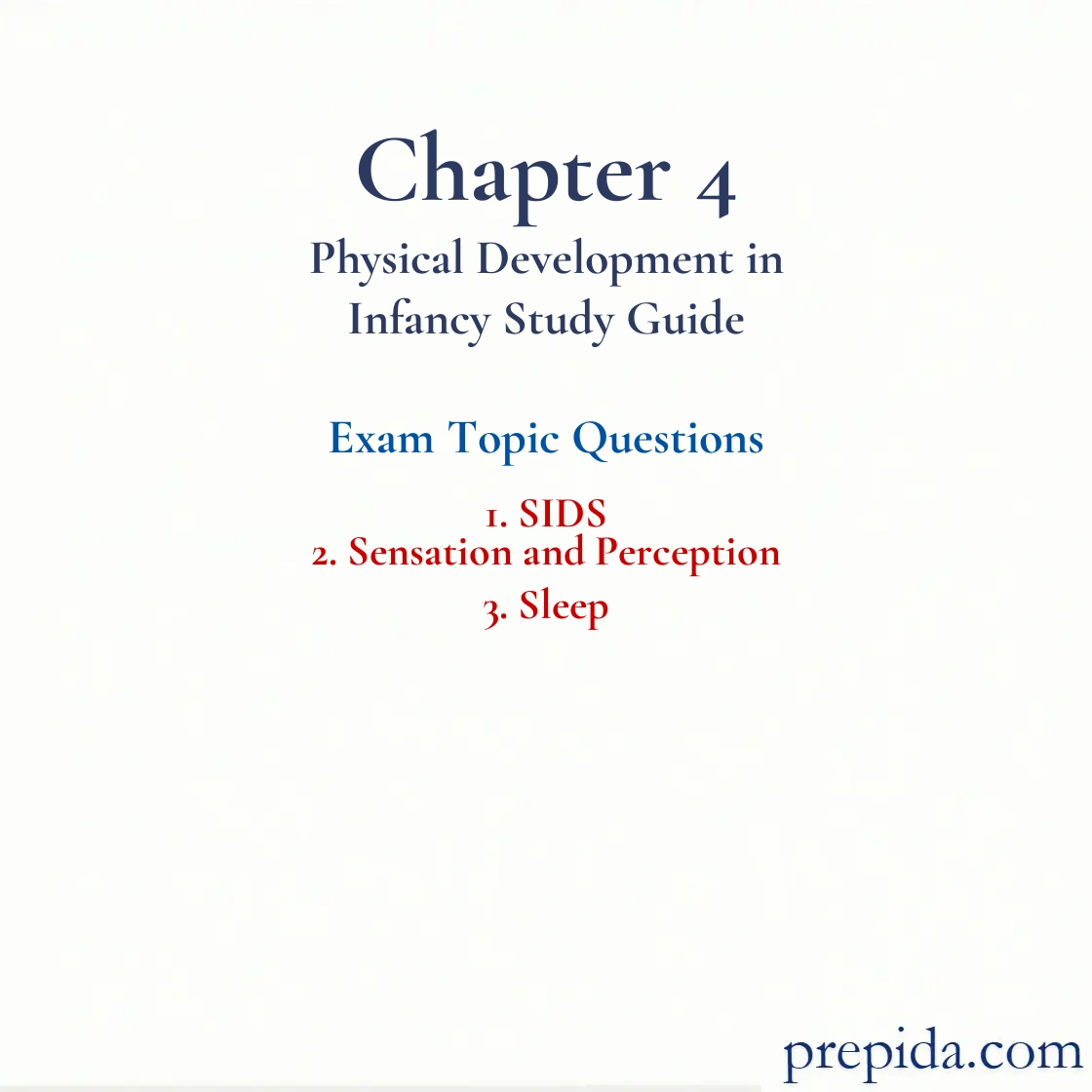 Discover the Best Exam Questions SIDS Final Exam chapter review questions: SIDS and Sensation and Perception
