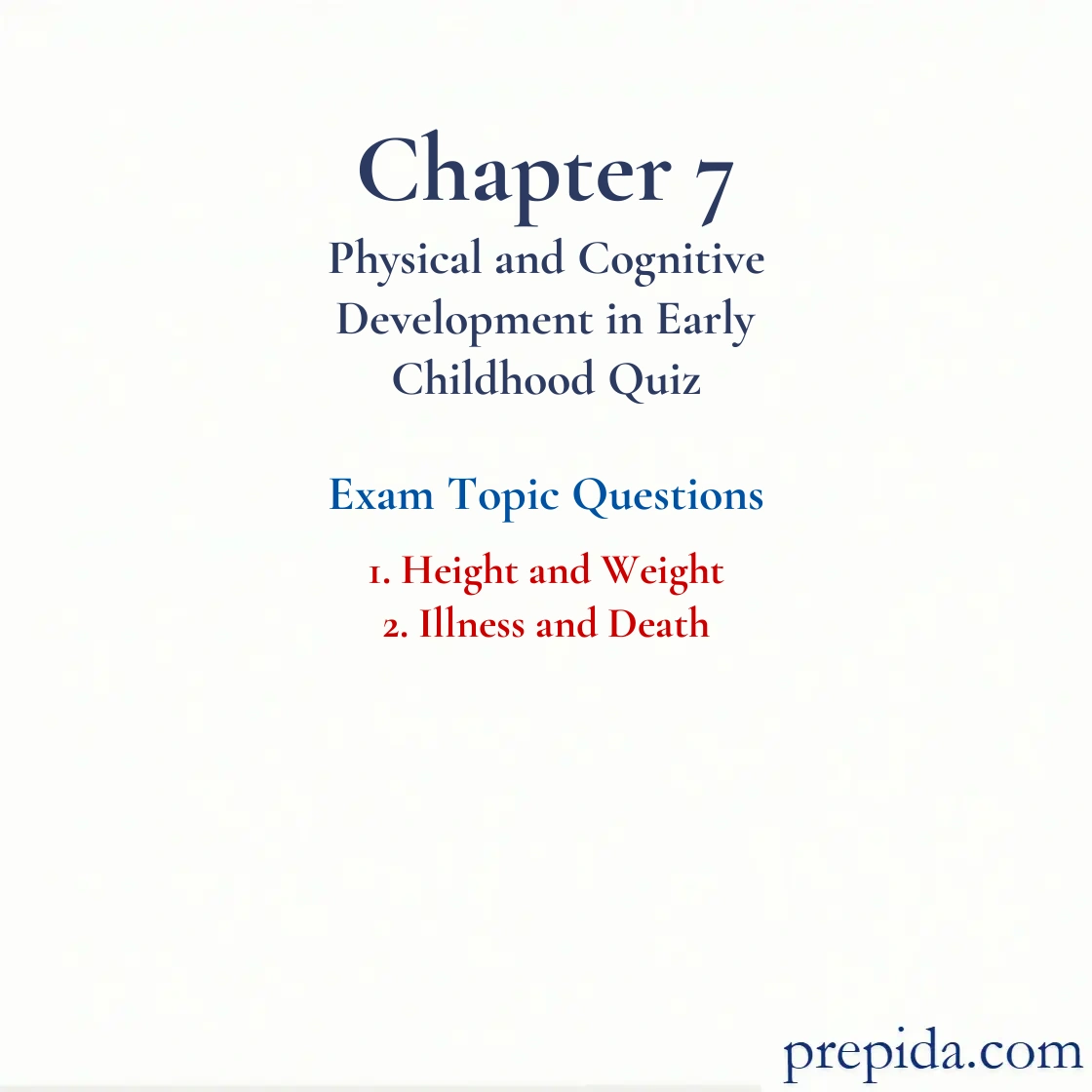 Exam Questions Height and Weight VS Illness and Death Final Exam Midterm & Final Exam Quiz: Height and Weight