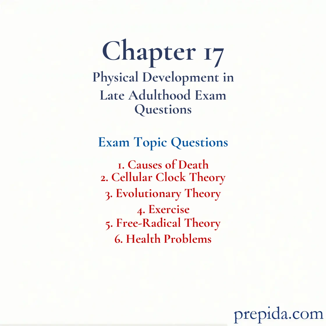 final exam questions: Causes of Death and Cellular Clock Theory