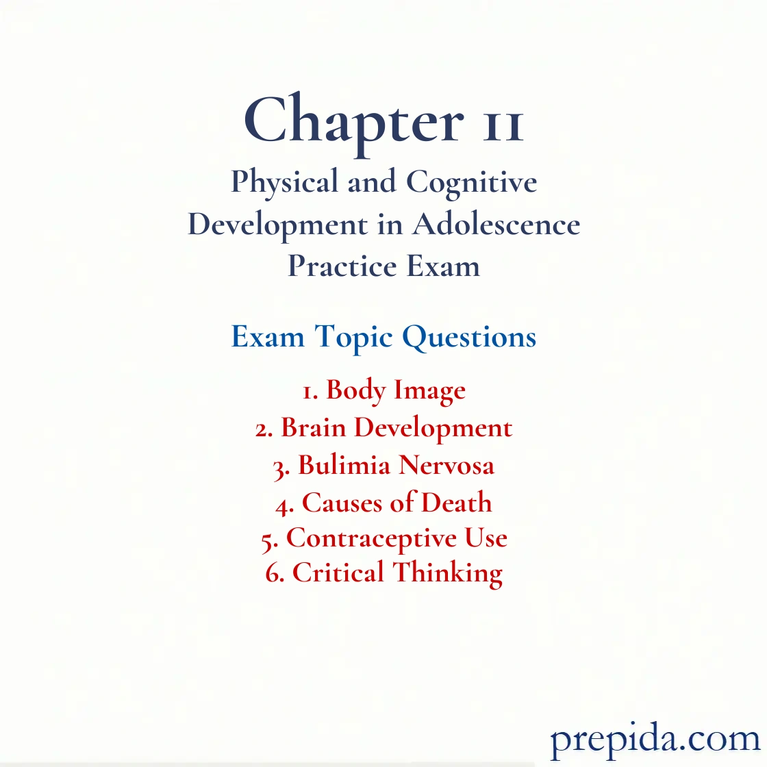 Learn from Exam Questions Bulimia Nervosa Causes of Death Final Exam Chapter Quiz: Body Image and Brain Development