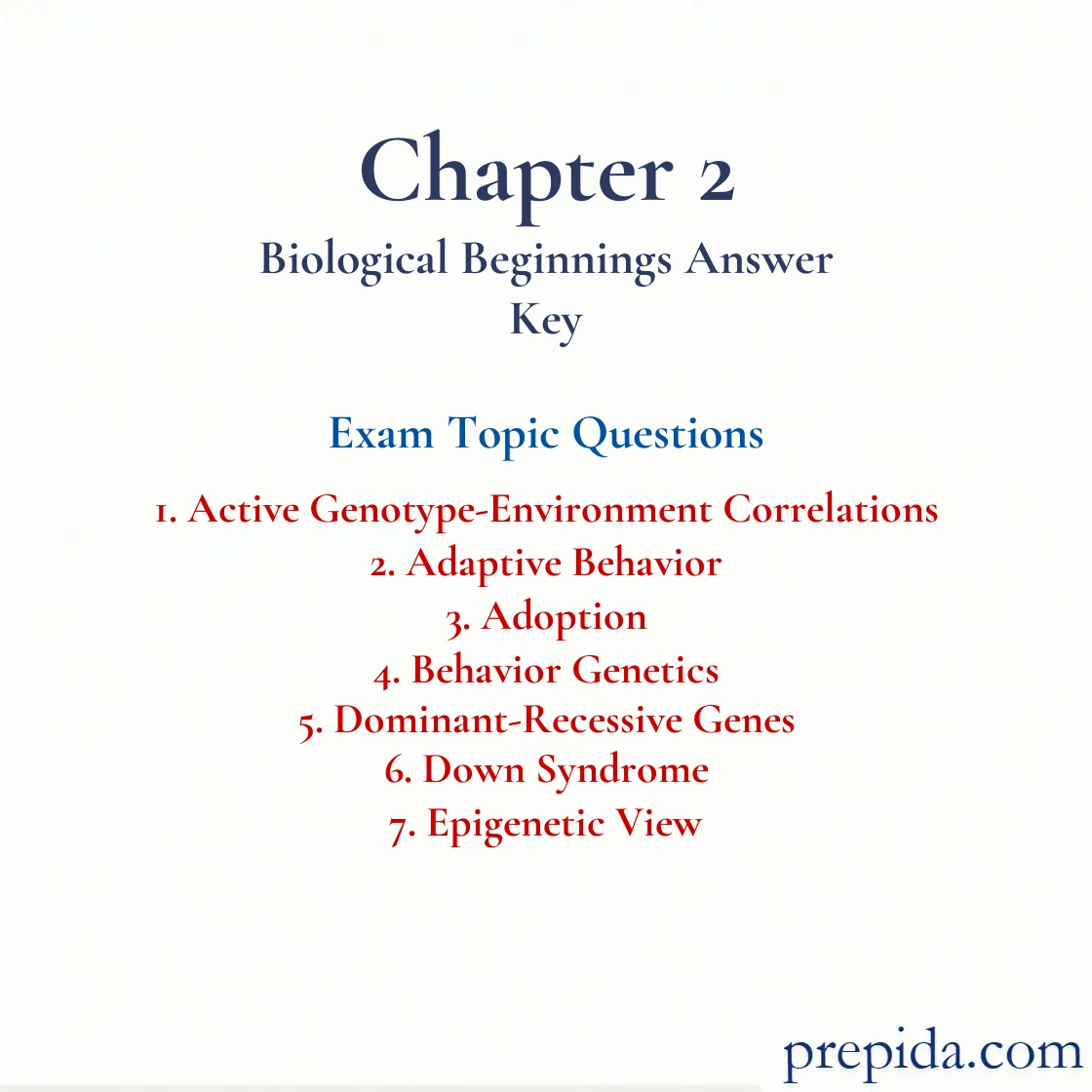 Master Exam Topics Chapter 2 Biological Beginnings Final Exam Study Guide: Active Genotype-Environment Correlations