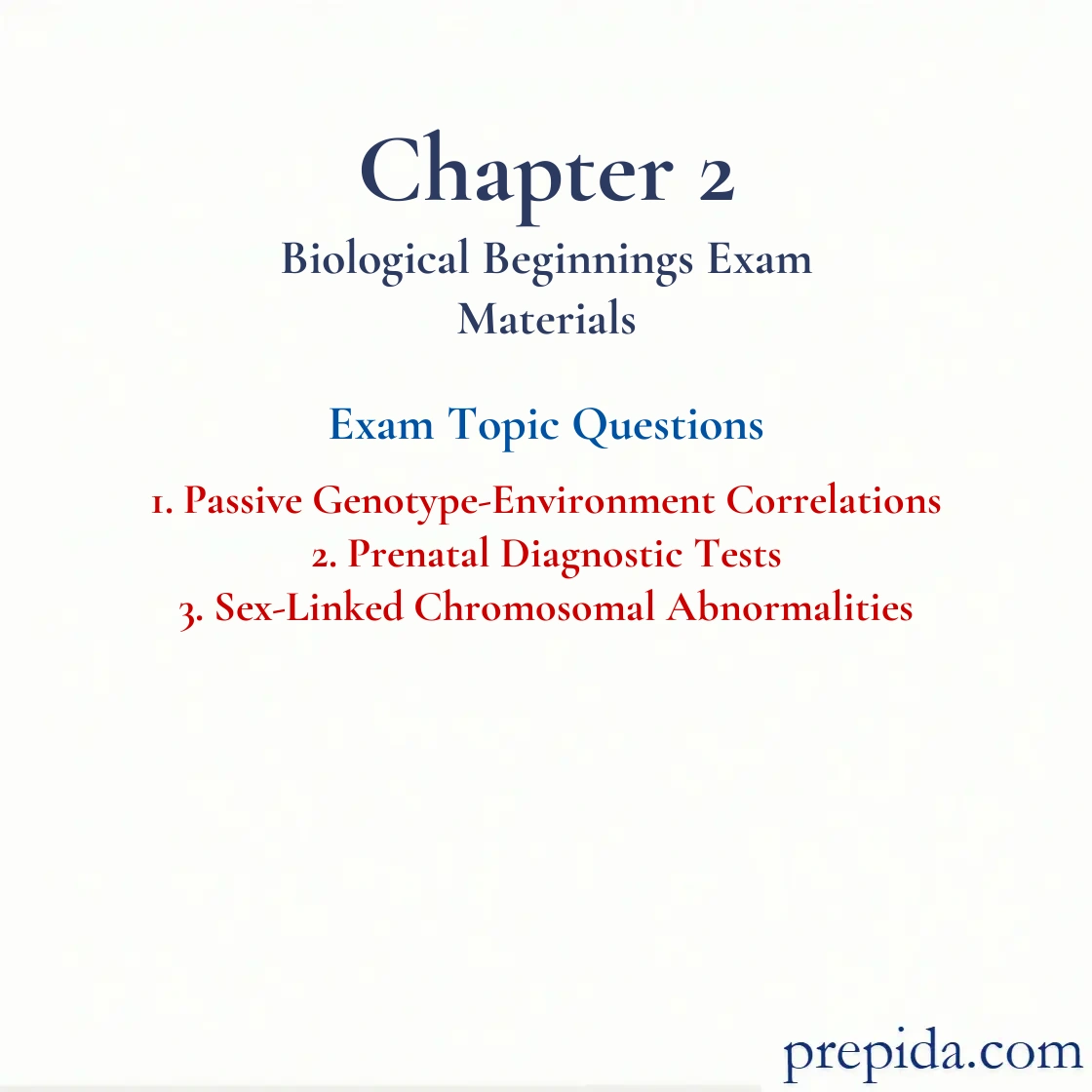 Master Exam Topics Sex Linked Chromosomal Abnormalities Homework Answers: Passive Genotype-Environment Correlations