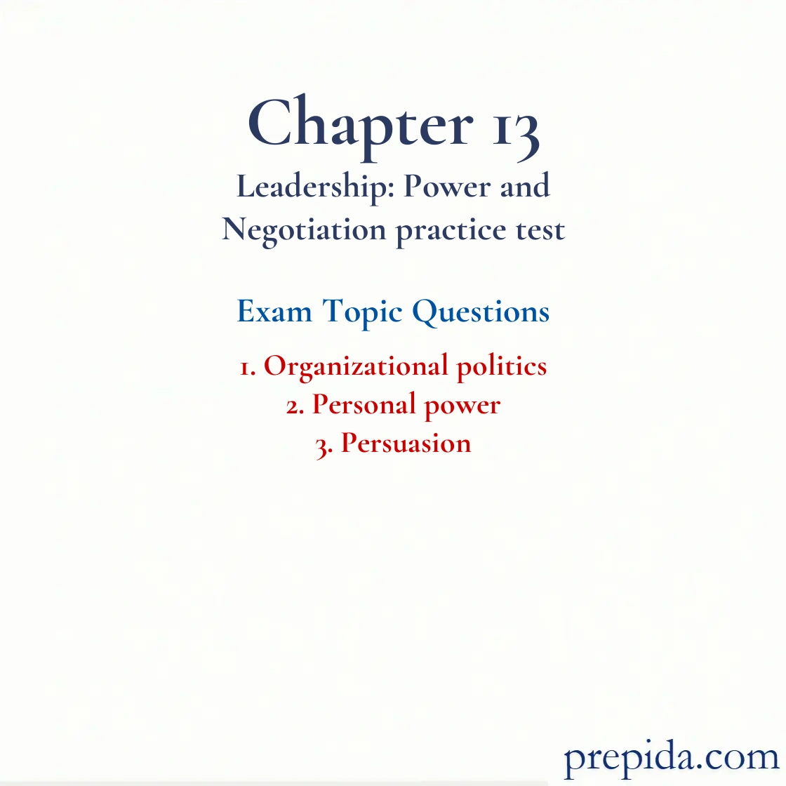 Organizational politics and Personal power exam solutions