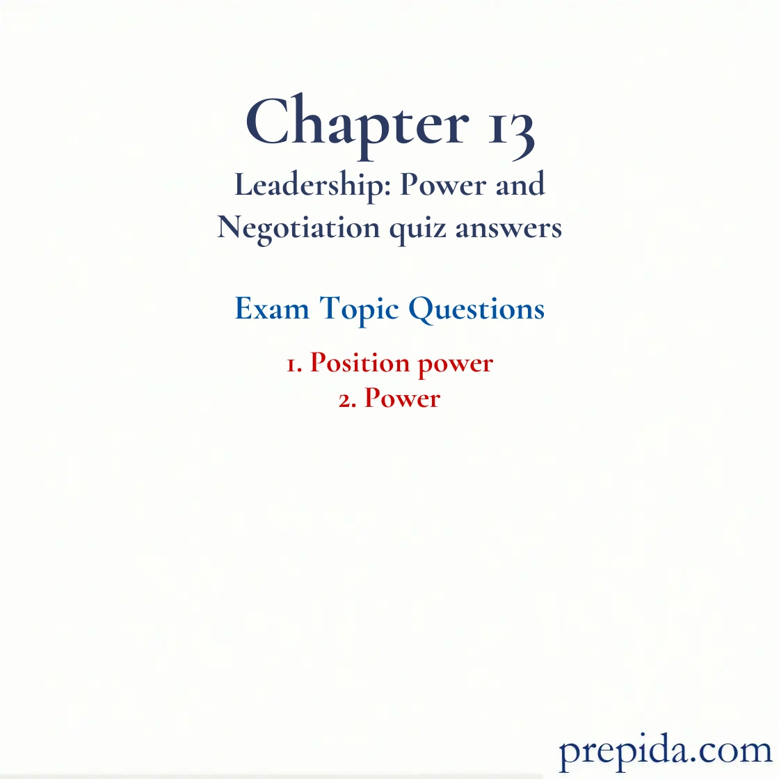 Mock Exam Answer Key Position Power and Power Dynamics Position power and Power chapter review questions