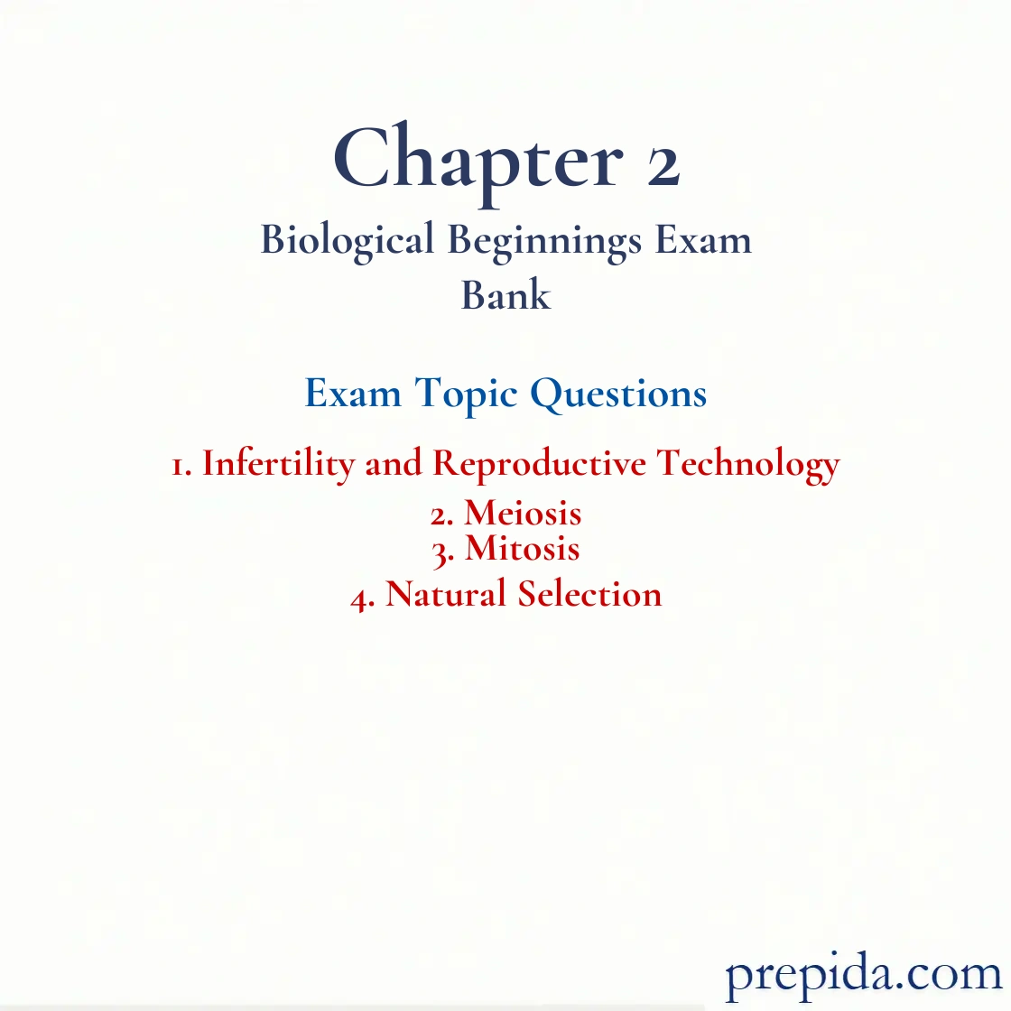 Obtain Exam Questions Natural Selection Mitosis Fianl Exam Discussion Questions: Infertility and Reproductive Technology