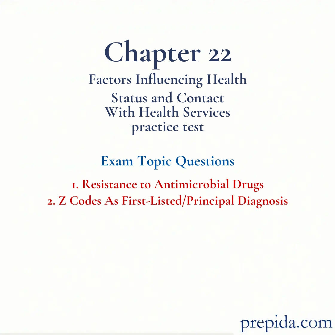 Practice MCQs Antimicrobial Resistance Z Code Diagnosis mock test: Resistance to Antimicrobial Drugs