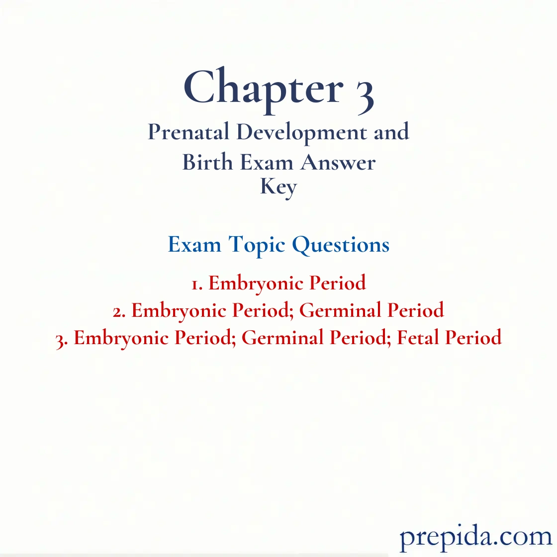 Solve Exam Questions Embryonic Period Fianl Exam Exam Bank: Embryonic Period and Embryonic Period; Germinal Period