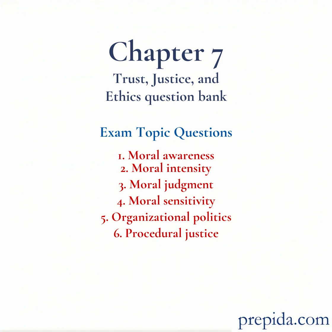 Solve Exam Questions Moral awareness, Moral intensity Procedural justice Moral awareness and Moral intensity Test Preparation