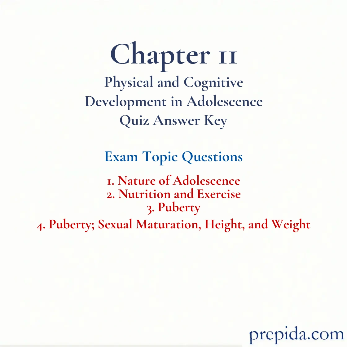 Solve Exam Questions Nature of Adolescence VS Puberty Own the Exam Study Guide: Nature of Adolescence and Nutrition and Exercise