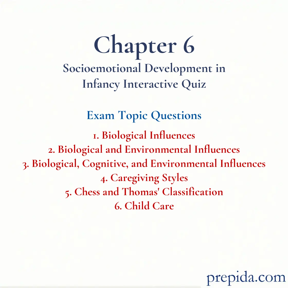 Start Practicing with MCQs Topic Child Care Final Exam Test Preparation: Biological Influences