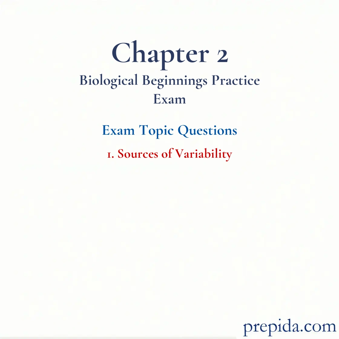 Try Exam Questions Sources of Variability Fianl Exam Exam Review: Sources of Variability