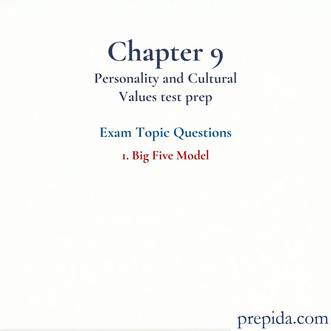 View Exam Questions and Answers Big Five Model MCQs Big Five Model quiz answers